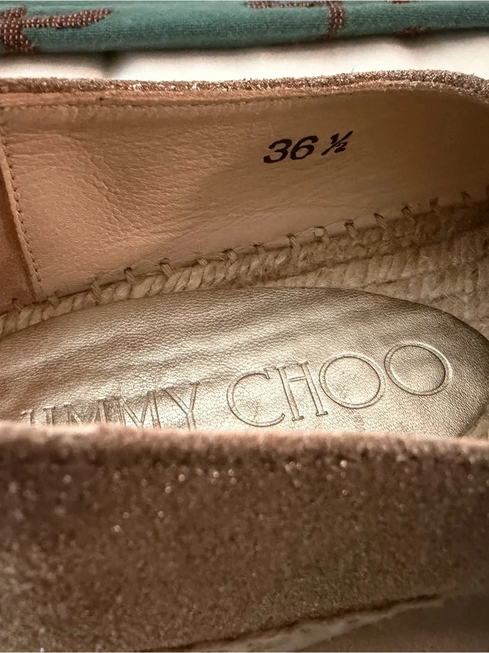 Jimmy Choo Metallic Taupe Slip-On Espadrilles
